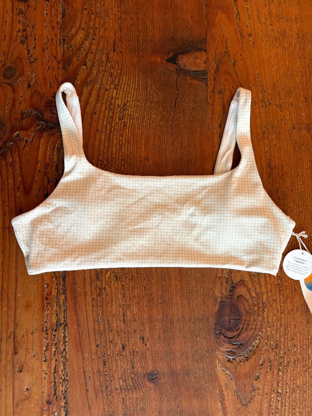 NWT Vuori Micro Houndstooth Bra, XL Natural Cream and Beige